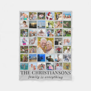 Foto Collage Name FAMILY IST ALLES Graue Fleecedecke