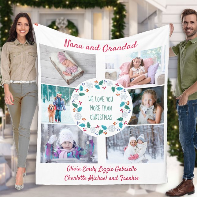 Foto Collage Nana & Grandad Winter Woodland Fleecedecke (Von Creator hochgeladen)