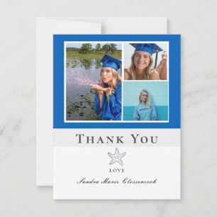 Foto Collage Nautical Navy Blue Starfish Absolvent Dankeskarte