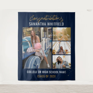 Foto-Collage Navy Blau Party Hintergrund Wandteppich