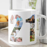 Foto Collage Number 21 - 21. Geburtstag Jumbo-Tasse<br><div class="desc">Personalisierte Riesen-Tasse zum 21. Geburtstag. Erstellen Sie Ihre eigene Foto-Collage mit Ihren bevorzugten Fotos. Ihre Fotos werden auf beiden Seiten der Tasse automatisch in Form der Nummer 21 angezeigt. Die Foto-Collage enthält eine Mischung aus Quadrat-, Porträt- und Landschaftsbildern, um Ihnen eine gute Flexibilität bei der Platzierung Ihrer Fotos zu bieten....</div>