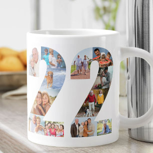 Foto Collage Number 22 - 22. Geburtstagsgeschenk Jumbo-Tasse