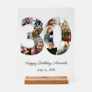 Foto Collage Number 30 - 30. Geburtstag Acrylschild