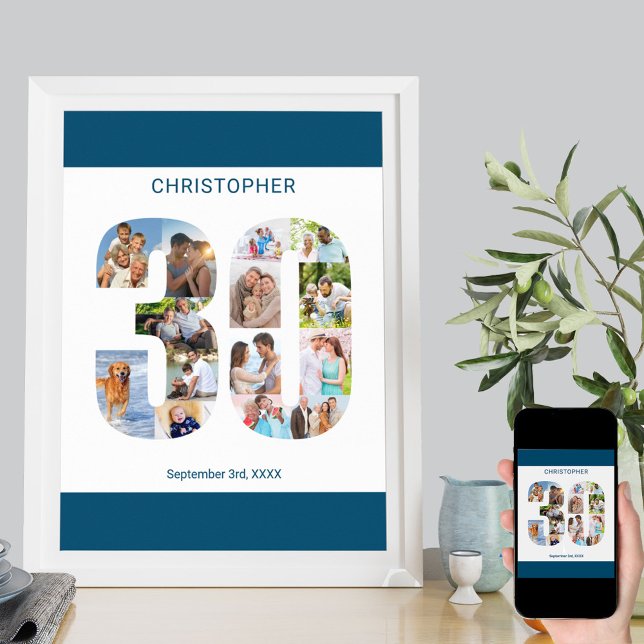 Foto Collage Number 30 Personalisiert 30. Geburtst Poster (Von Creator hochgeladen)