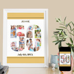Foto Collage Number 50 Custom 50. Geburtstag Poster<br><div class="desc">Custom Poster mit der Nummer 50 Foto Collage - perfekt für ein einzigartiges 50. Geburtstagsgeschenk. Das Plakat ist weiß mit neutralem beigen Sand / gelben Rändern und Bronze moderne Typografie. Die Foto-Collage hält bis zu 16 Ihrer aktuellen Lieblings-Fotos oder erstellen Sie Ihre eigene Zeitlinie der letzten 50 Jahre. Die Vorlage...</div>