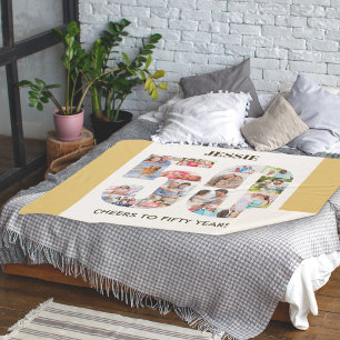 Foto Collage Number 50 Neutral 50. Geburtstag Sherpadecke