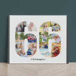 Foto Collage Number 66 Custom 66. Geburtstag Künstlicher Leinwanddruck<br><div class="desc">Erstellen Sie Ihr eigenes personalisiertes Foto für einen 66. Geburtstag. Diese schöne Collage aus Foto ist in Form der Zahl 66 auf weißem Hintergrund mit kohlegrauen Rändern. Die Collage kann 14 Fotos enthalten, und die Vorlage ist für Sie bereit, um Ihre Lieblings-Fotos hinzufügen Set bereit. Sie können auch einen Namen...</div>