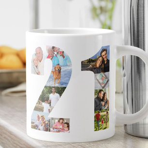 Foto-Collage Nummer 21 - 21. Geburtstag Jumbo-Tasse