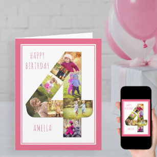 Foto Collage Nummer 4 Girls 4. Geburtstagskarte Karte