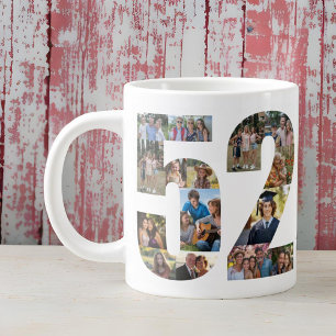 Foto-Collage Nummer 52 - 52. Geburtstag Jumbo-Tasse