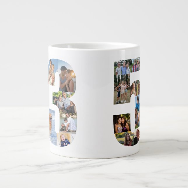 Foto-Collage Nummer 53 - 53. Geburtstag Jumbo-Tasse (Vorderseite)