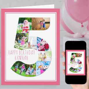 Foto Collage Nummer 5 Girls 5. Geburtstagskarte Karte