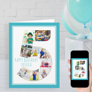 Foto Collage Nummer 5 Jungs 5. Geburtstagskarte Karte