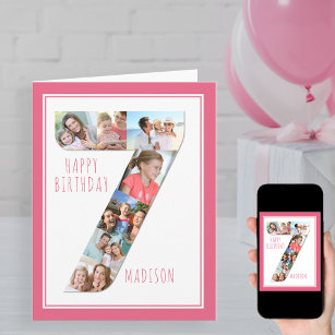 Foto Collage Nummer 7 Girls 7. Geburtstagskarte Karte