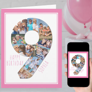 Foto Collage Nummer 9 Girls 9. Geburtstagskarte Karte