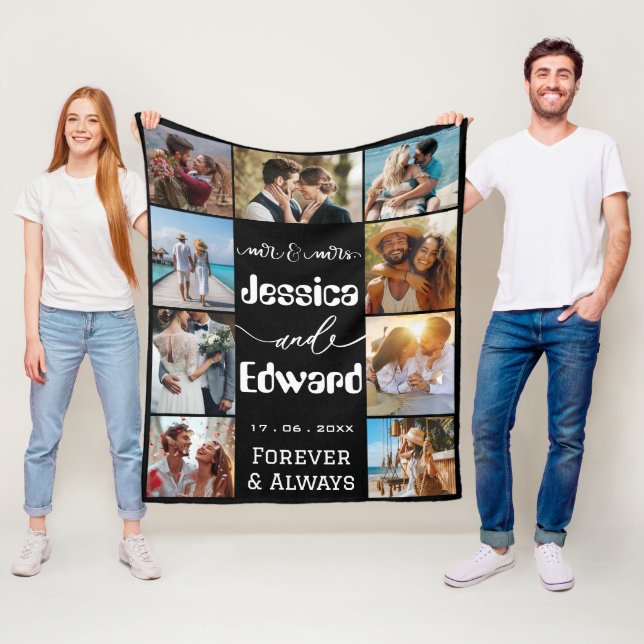 Foto Collage Paar 9 Bilder für immer und immer Fleecedecke (Beispiel)