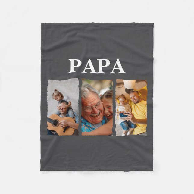 Foto-Collage Papa D Geschenk Fleecedecke (Vorderseite)