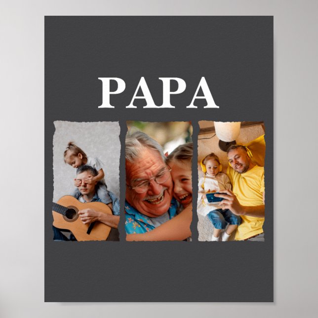 Foto-Collage Papa D Geschenk Poster (Vorne)
