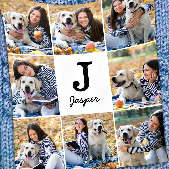 Foto Collage Personalisiert Monogram Pet Hund Love Fleecedecke (Von Creator hochgeladen)
