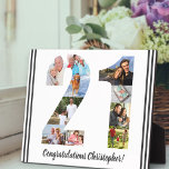 Foto Collage Personalisiert Nummer 21 Geburtstag Fotoplatte<br><div class="desc">21st Birthday Plaque - personalisiert mit einer Foto-Collage Ihrer Lieblings-Fotos und benutzerdefinierten Text. Die Fotovorlage ist für das Hinzufügen Ihrer Fotos bereit, die in Form einer Zahl 21 angezeigt werden. Die Set-Vorlage ist für Sie bereit. Die Formulierung, die derzeit "Herzlichen Glückwunsch [Name]!" lautet, kann ebenfalls angepasst werden. Bitte stöbern Sie...</div>