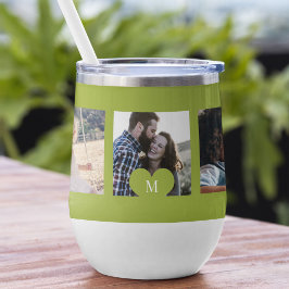 Foto Collage personalisierte Herz-Monogramm grün