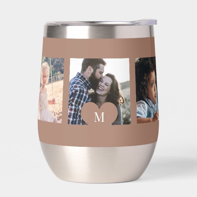 Foto Collage personalisierte Herzmonogramm braun (Links)