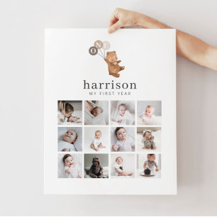 Foto Collage Poster - Bärenbraun 3 Balloons