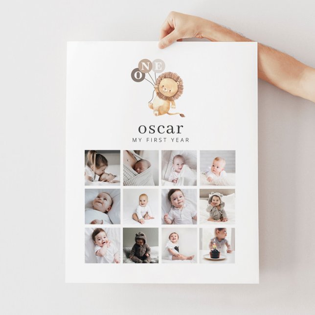 Foto Collage Poster - Löwe mit 3 braunen Balloons (Von Creator hochgeladen)