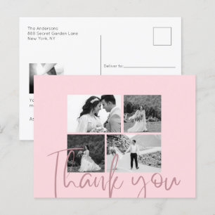Foto Collage Rose Elegante Wedding Vielen Dank Postkarte