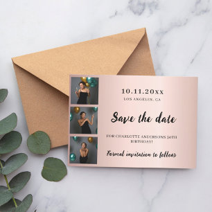Foto-Collage Rose Gold Save The Date