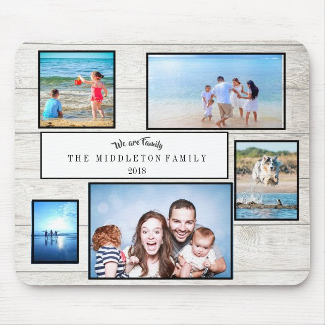 Foto Collage Rustic Wir sind Familie Mousepad (Vorne)