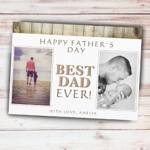 Foto Collage Rustikales Holz Bester Vater Vatertag Karte