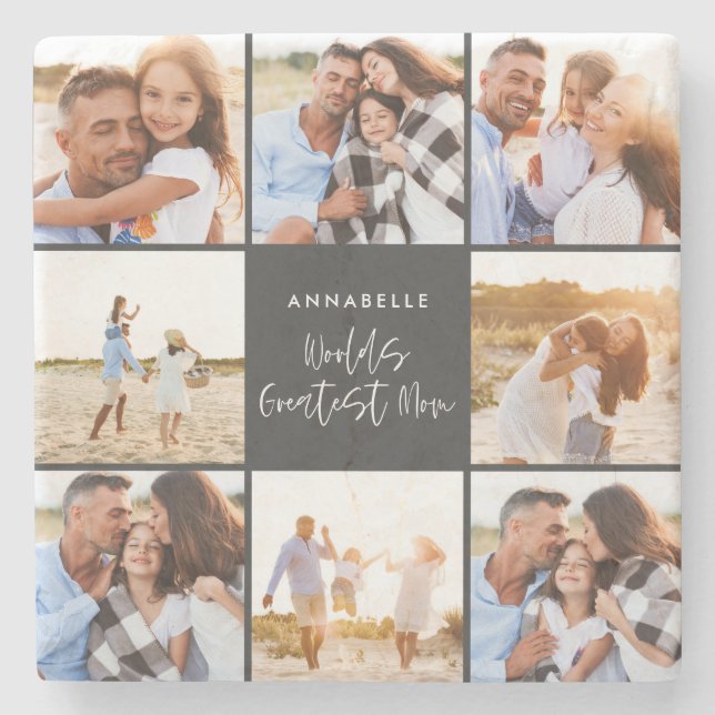 Foto Collage schwarz mädchenhafte moderne Mütter T Steinuntersetzer (Vorderseite)