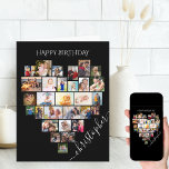 Foto Collage Script Name Geburtstagskarte<br><div class="desc">Sage "Happy Birthday" mit einer Liebe Herz Foto Collage, personalisiert Geburtstagskarte. Die Fotovorlage ist für Sie Set, um Ihre Bilder hinzuzufügen, und arbeitet in Reihen von oben bis unten. Die Foto-Collage enthält 29 Fotos, die in einer Mischung aus Portrait, Landschaft und Quadrat/Instragram-Formaten dargestellt werden. Der Name wird in elegantem, handgeschriebenem...</div>