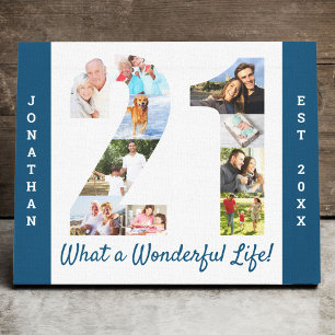 Foto Collage Set in Nummer 21 Blau Weiß Custom Leinwanddruck