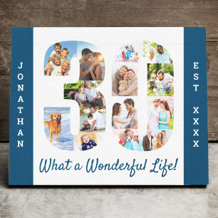 Foto Collage Set in Nummer 30 Blue White Custom Leinwanddruck