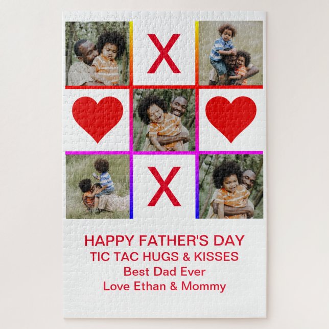 Foto Collage Tic Tac Toe Hugs Kisses Fathers LG Puzzle (Vertikal)