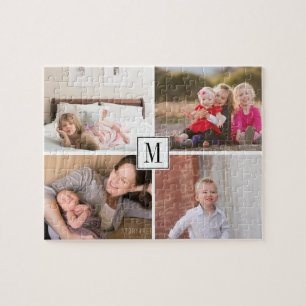 Foto-Collage und Monogramm vier Fotos der Familie Puzzle