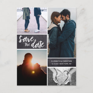 Foto Collage Verlobung Bilder Chalkboard Ankündigungspostkarte