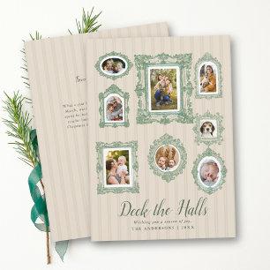 Foto-Collage Vintage-Skizze Grün Beige Weihnachten