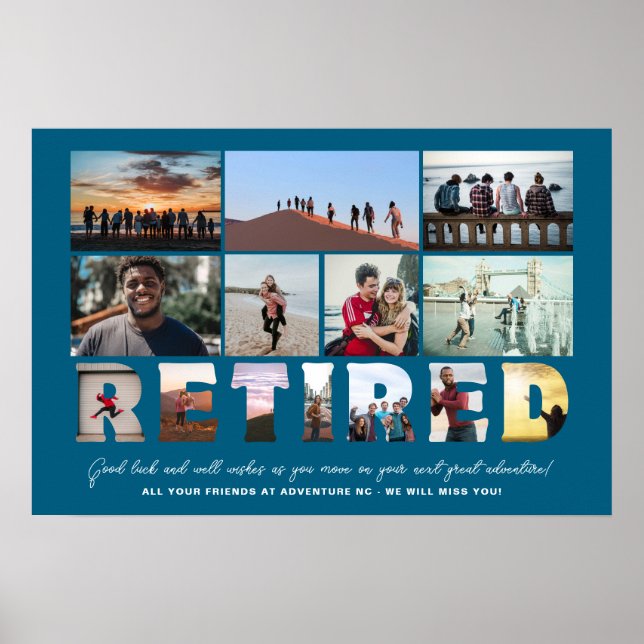 Foto Collage von ermüdeten Coworker Boss Pensionie Poster (Vorne)