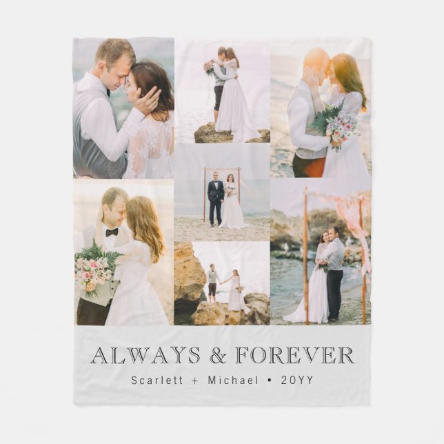 Foto Collage Wedding Fleecedecke (Vorderseite)