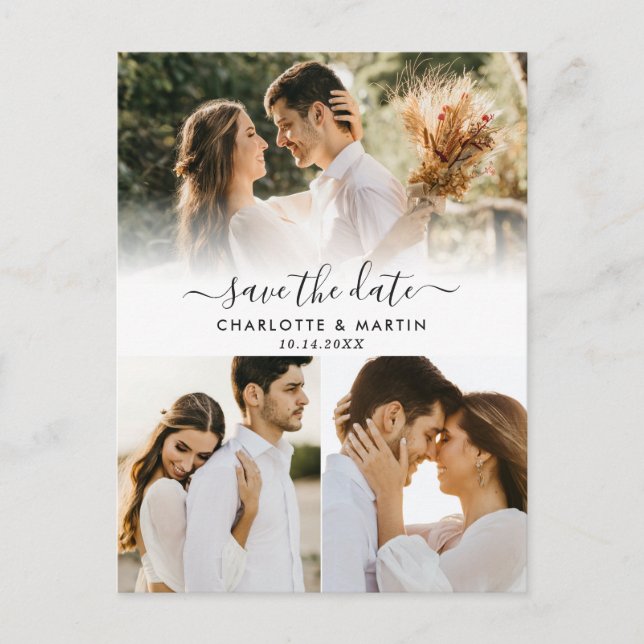 Foto Collage Wedding Save the Date Postkarten (Vorderseite)