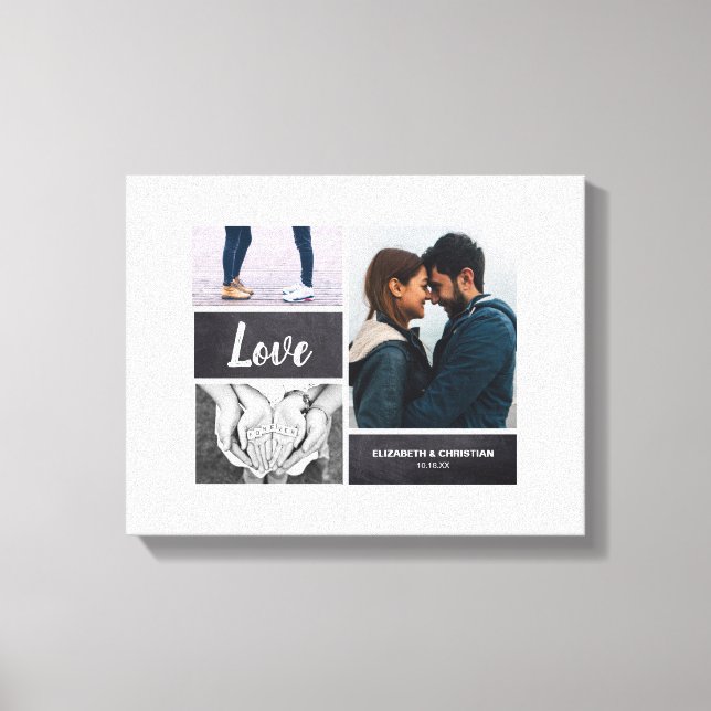 Foto Collage Wedding Sign und für Signaturen Leinwanddruck (Vorderseite)