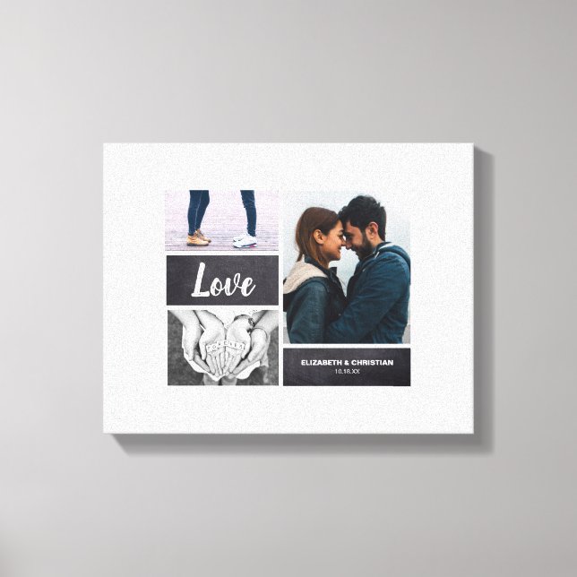 Foto Collage Wedding Sign und für Signaturen Leinwanddruck (Vorderseite)