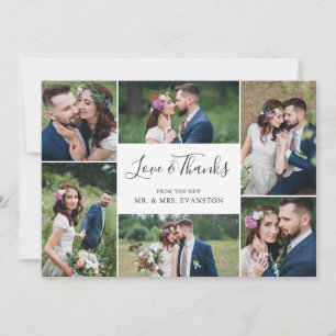 Foto Collage Wedding Vielen Dank Flachkarte Weiß Dankeskarte