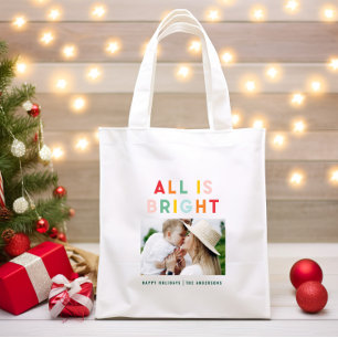 Foto Collage Weihnachten Regenbogen bunt hell ho Tragetasche