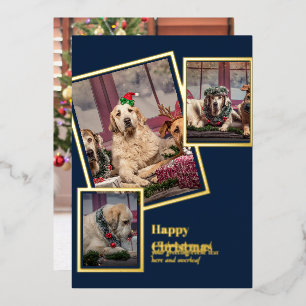 FOTO Collage Weihnachtskarte ECHTE GOLDFOLIE Folieneinladung