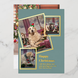 FOTO Collage Weihnachtskarte REAL GOLD FOIL Folieneinladung