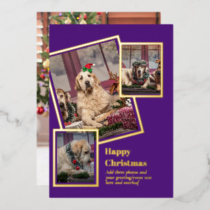 FOTO Collage Weihnachtskarte REAL GOLD FOIL Folieneinladung